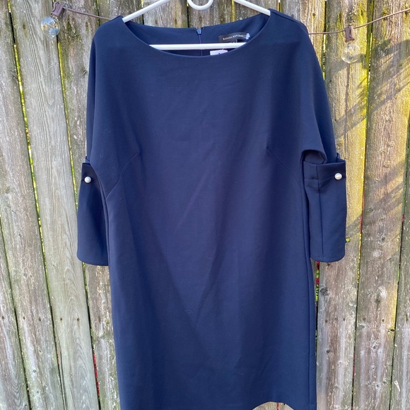 Banana Republic Bell-Sleeve Shift Dress With Pearl Accents - size 6 - Navy Blue - Picture 9 of 9